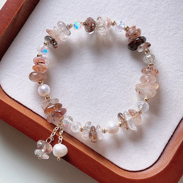 Buddha Stones Natural Super Seven Crystal Irregular Small Pieces Positive Bracelet