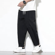 Buddha Stones Casual Solid Color Drawstring Men's Harem Pants With Pockets