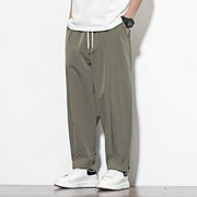 Buddha Stones Casual Solid Color Drawstring Men's Harem Pants With Pockets