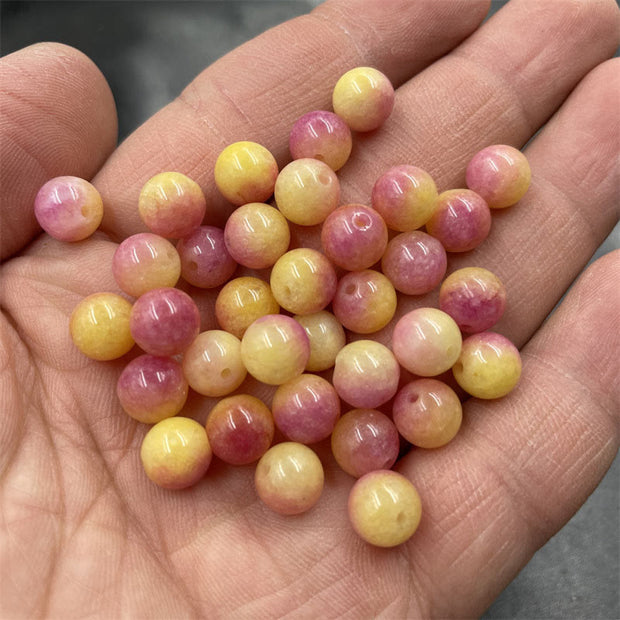 Buddha Stones Natural Quartzite Jade Dyed Yellow Beads Peace Bracelet