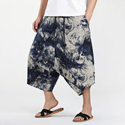 Buddha Stones Ethnic Pattern Drawstring 7-8 Length Cotton Men's Harem Pants With Pockets