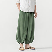 Buddha Stones Soft Solid Color Drawstring Cotton Men's Pants With Pockets