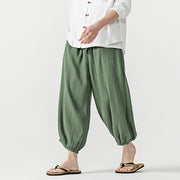 Buddha Stones Soft Solid Color Drawstring Cotton Men's Pants With Pockets