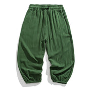 Buddha Stones Soft Solid Color Drawstring Cotton Men's Pants With Pockets