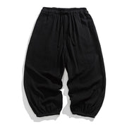 Buddha Stones Soft Solid Color Drawstring Cotton Men's Pants With Pockets