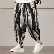 Buddha Stones Stripe Pattern Drawstring Men's Harem Pants With Pockets