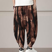 Buddha Stones Stripe Pattern Drawstring Men's Harem Pants With Pockets