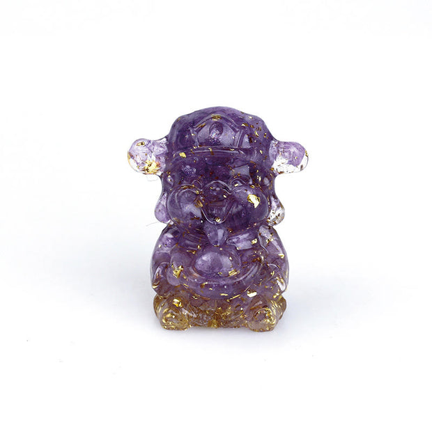 Buddha Stones God of Wealth Amethyst Crystal Resin Energy Fortune Home Decoration