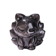 Buddha Stones Natural Silver Sheen Obsidian Nine-Tailed Fox Protection Home Decoration