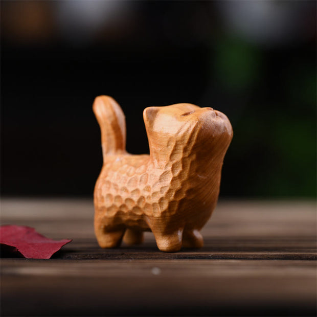 Buddha Stones Sandalwood Thuja Sutchuenensis Green Sandalwood Mini Cute Cat Protection Home Decoration