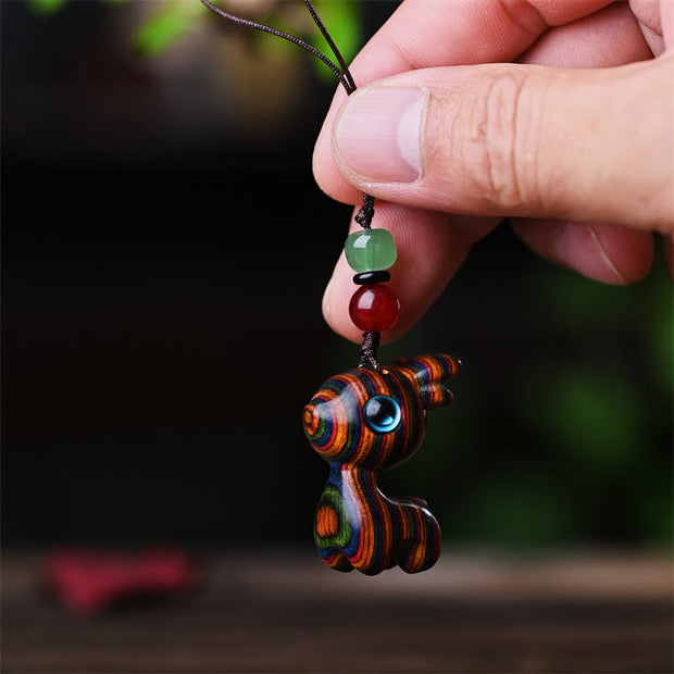 Buddha Stones Small Leaf Red Sandalwood Ebony Wood Sandalwood Green Sandalwood Lucky Mini Cat Deer Sooth Phone Hanging Decoration