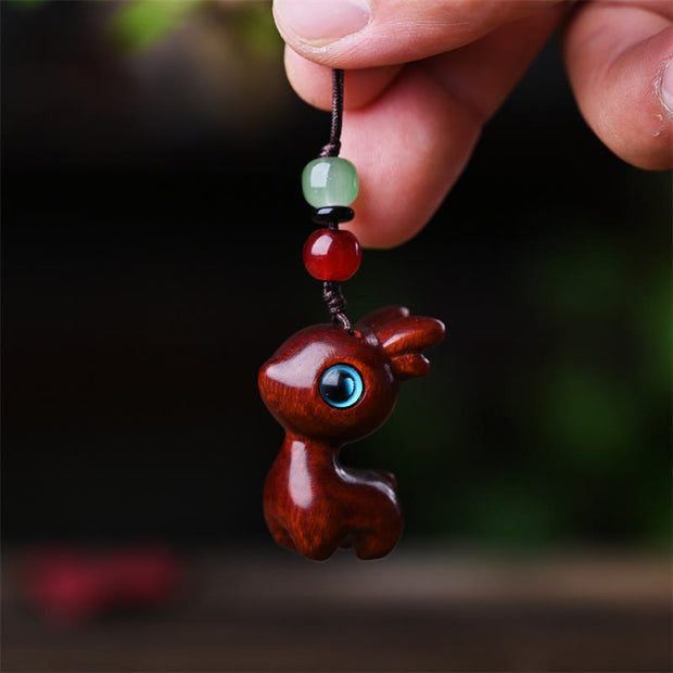 Buddha Stones Small Leaf Red Sandalwood Ebony Wood Sandalwood Green Sandalwood Lucky Mini Cat Deer Sooth Phone Hanging Decoration