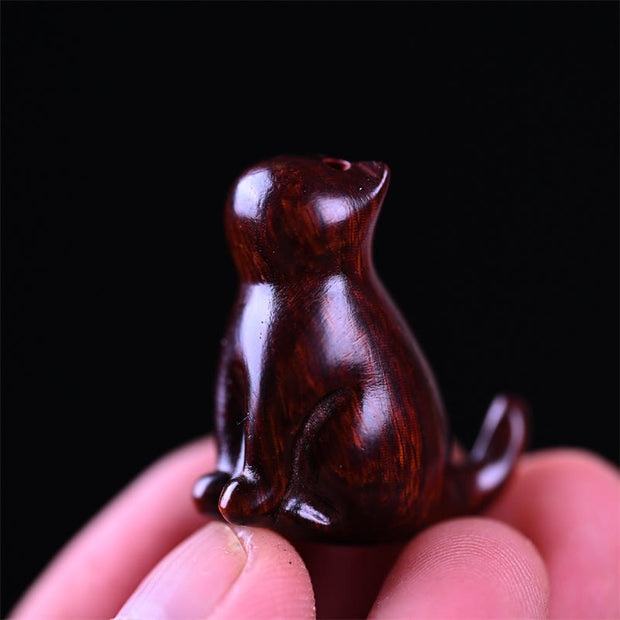 Buddha Stones Small Leaf Red Sandalwood Ebony Wood Sandalwood Green Sandalwood Lucky Mini Cat Deer Sooth Phone Hanging Decoration