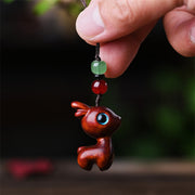 Buddha Stones Small Leaf Red Sandalwood Ebony Wood Sandalwood Green Sandalwood Lucky Mini Cat Deer Sooth Phone Hanging Decoration