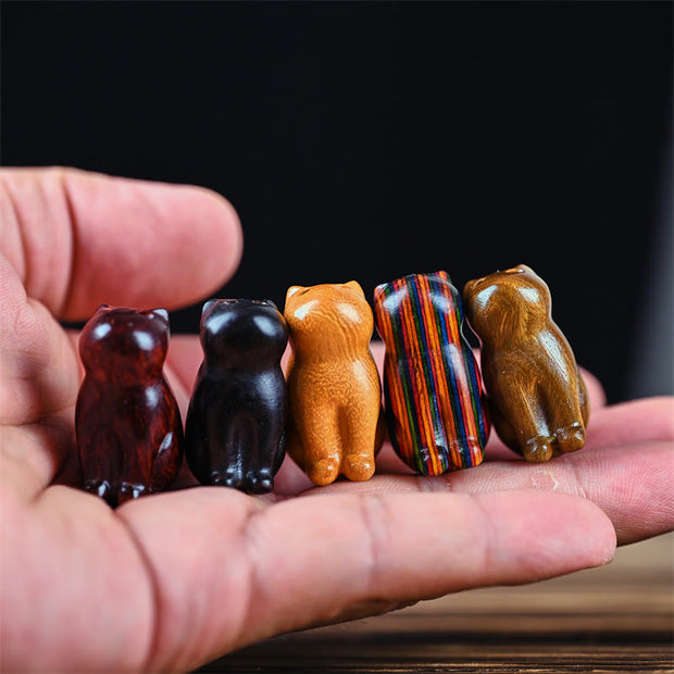 Buddha Stones Small Leaf Red Sandalwood Ebony Wood Sandalwood Green Sandalwood Lucky Mini Cat Deer Sooth Phone Hanging Decoration