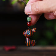 Buddha Stones Small Leaf Red Sandalwood Ebony Wood Sandalwood Green Sandalwood Lucky Mini Cat Deer Sooth Phone Hanging Decoration