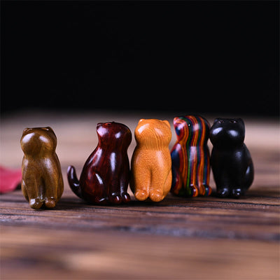 Buddha Stones Small Leaf Red Sandalwood Ebony Wood Sandalwood Green Sandalwood Lucky Mini Cat Deer Sooth Phone Hanging Decoration