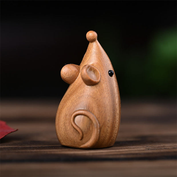 Buddha Stones Small Cat Mouse Green Sandalwood African Red Rosewood Peace Home Decoration