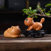 Buddha Stones Small Cute Confident Sleeping Cat Sandalwood Healing Home Decoration