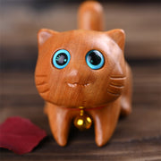 Buddha Stones Small Cute Confident Sleeping Cat Sandalwood Healing Home Decoration