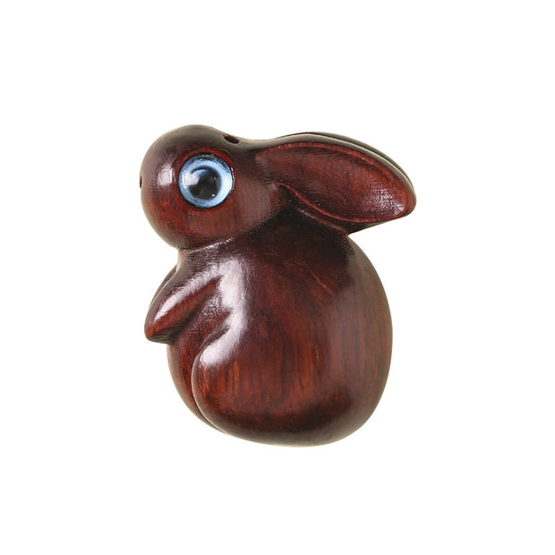 Buddha Stones Small Leaf Red Sandalwood Green Sandalwood Lucky Mini Rabbit Relaxation Decoration