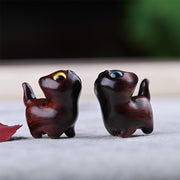 FREE Today: Positive and Soothing Green Sandalwood Ebony Wood Sandalwood Small Leaf Red Sandalwood Mini Lucky Cat Decoration