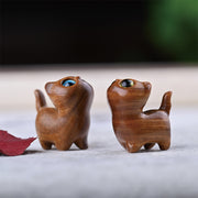 Buddha Stones Green Sandalwood Ebony Wood Sandalwood Small Leaf Red Sandalwood Mini Lucky Cat Peace Decoration