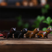 Buddha Stones Green Sandalwood Small Leaf Red Sandalwood Ebony Wood Rainbow Wood Lucky Mini Walking Cat Positive Decoration