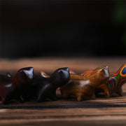 Buddha Stones Green Sandalwood Small Leaf Red Sandalwood Ebony Wood Rainbow Wood Lucky Mini Walking Cat Positive Decoration