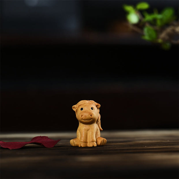 Buddha Stones 12 Chinese Zodiac Thuja Sutchuenensis Sandalwood Prosperity Mini Home Decoration