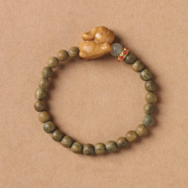 FREE Today: Peace and Cure Green Sandalwood Gold Sandalwood Cute Rabbit Bracelet