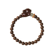 Buddha Stones Green Sandalwood Gold Sandalwood Cute Rabbit Positive Bracelet