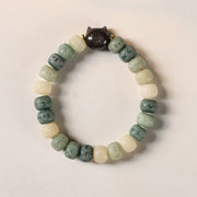 FREE Today: Wisdom and Harmony Bodhi Seed Om Mani Padme Hum Carved Silver Sheen Obsidian Cat Head Bracelet