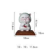 Buddha Stones Lucky Cute Cat In Scarf Ceramic Figurine Decoration