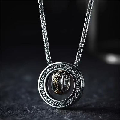 FREE Today: Wealth and Auspicious Double Ring PiXiu Peace Buckle Rotatable Necklace Pendant