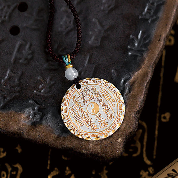 Buddha Stones Mountain Ghosts Spend Money Yin Yang Bagua Design Copper Harmony Necklace Pendant