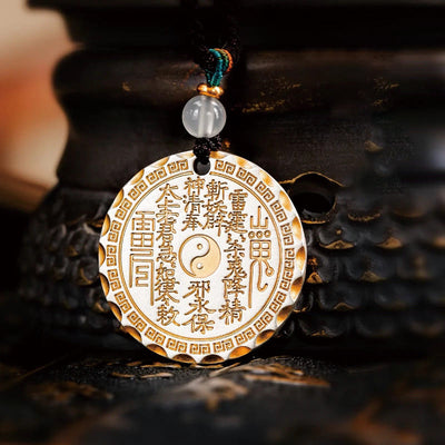 Buddha Stones Mountain Ghosts Spend Money Yin Yang Bagua Design Copper Harmony Necklace Pendant