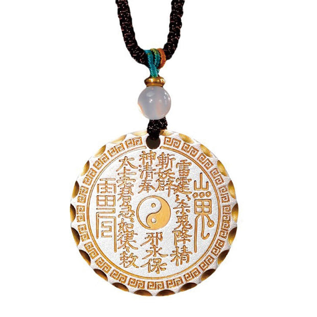 Buddha Stones Mountain Ghosts Spend Money Yin Yang Bagua Design Copper Harmony Necklace Pendant