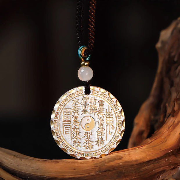 Buddha Stones Mountain Ghosts Spend Money Yin Yang Bagua Design Copper Harmony Necklace Pendant