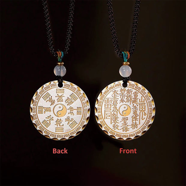 Buddha Stones Mountain Ghosts Spend Money Yin Yang Bagua Design Copper Harmony Necklace Pendant