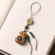 Buddha Stones Sandalwood Small Leaf Red Sandalwood Green Sandalwood Om Mani Padme Hum Calm Key Chain Phone Hanging Decoration