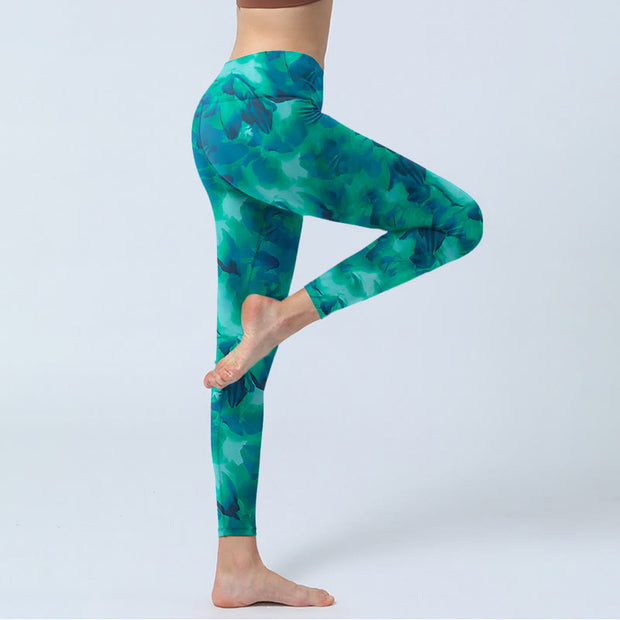 Buddha Stones Floral Print Gym Leggings Women's Yoga Pants - image 5