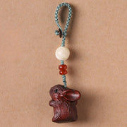 FREE Today: Calm and Healing Sandalwood Small Leaf Red Sandalwood Lucky Mini Rabbit Key Chain Phone Hanging Decoration