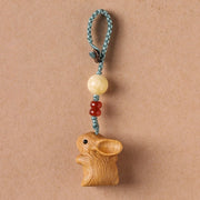 FREE Today: Calm and Healing Sandalwood Small Leaf Red Sandalwood Lucky Mini Rabbit Key Chain Phone Hanging Decoration