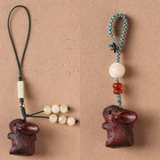 FREE Today: Calm and Healing Sandalwood Small Leaf Red Sandalwood Lucky Mini Rabbit Key Chain Phone Hanging Decoration