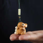 FREE Today: Calm and Healing Sandalwood Small Leaf Red Sandalwood Lucky Mini Rabbit Key Chain Phone Hanging Decoration