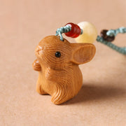 FREE Today: Calm and Healing Sandalwood Small Leaf Red Sandalwood Lucky Mini Rabbit Key Chain Phone Hanging Decoration