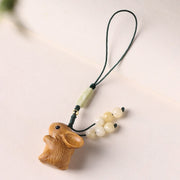 FREE Today: Calm and Healing Sandalwood Small Leaf Red Sandalwood Lucky Mini Rabbit Key Chain Phone Hanging Decoration