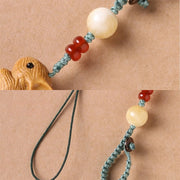 FREE Today: Calm and Healing Sandalwood Small Leaf Red Sandalwood Lucky Mini Rabbit Key Chain Phone Hanging Decoration