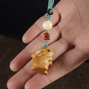 FREE Today: Calm and Healing Sandalwood Small Leaf Red Sandalwood Lucky Mini Rabbit Key Chain Phone Hanging Decoration